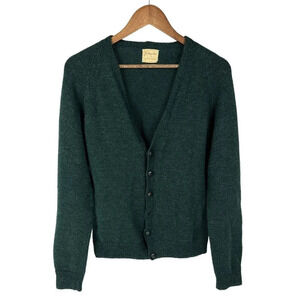 Vintage Handmade Womens Cardigan Sweater Button Front Green